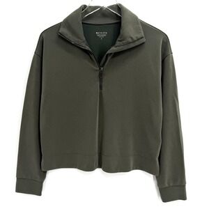 Athleta Seasoft Quarter Zip Pullover Size S Sweatshirt Aspen Olive Green 882393